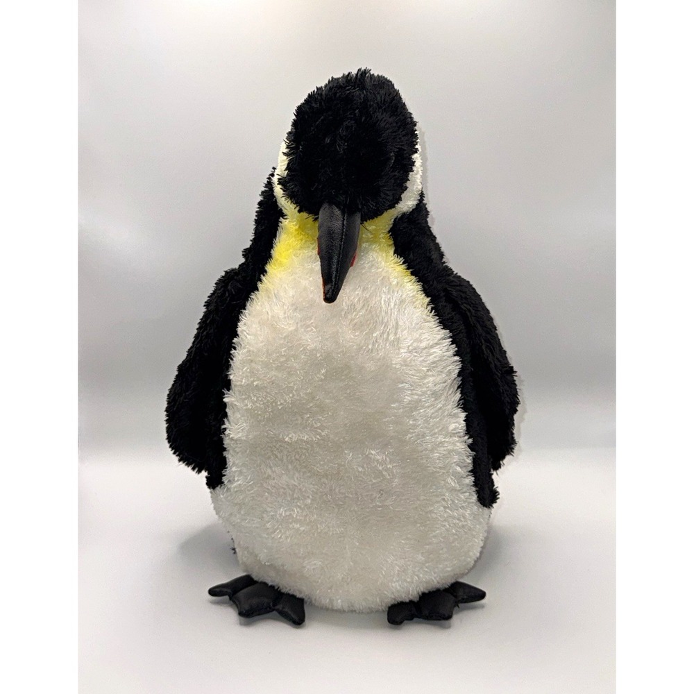 Aurora Penguin Plush Stuffed Animal Black White Yellow Washable Toy 02468 12in